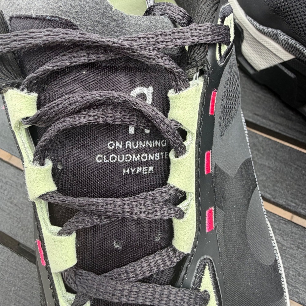 On Cloudmonster Hyper Black Mint  Women's Size 8 Sneakers Running Max Cushion - Picture 8 of 11